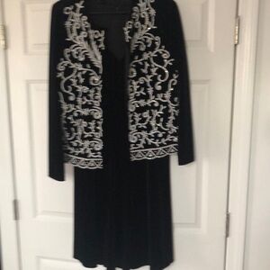 Elegant Black Dress with Silver Embroidery